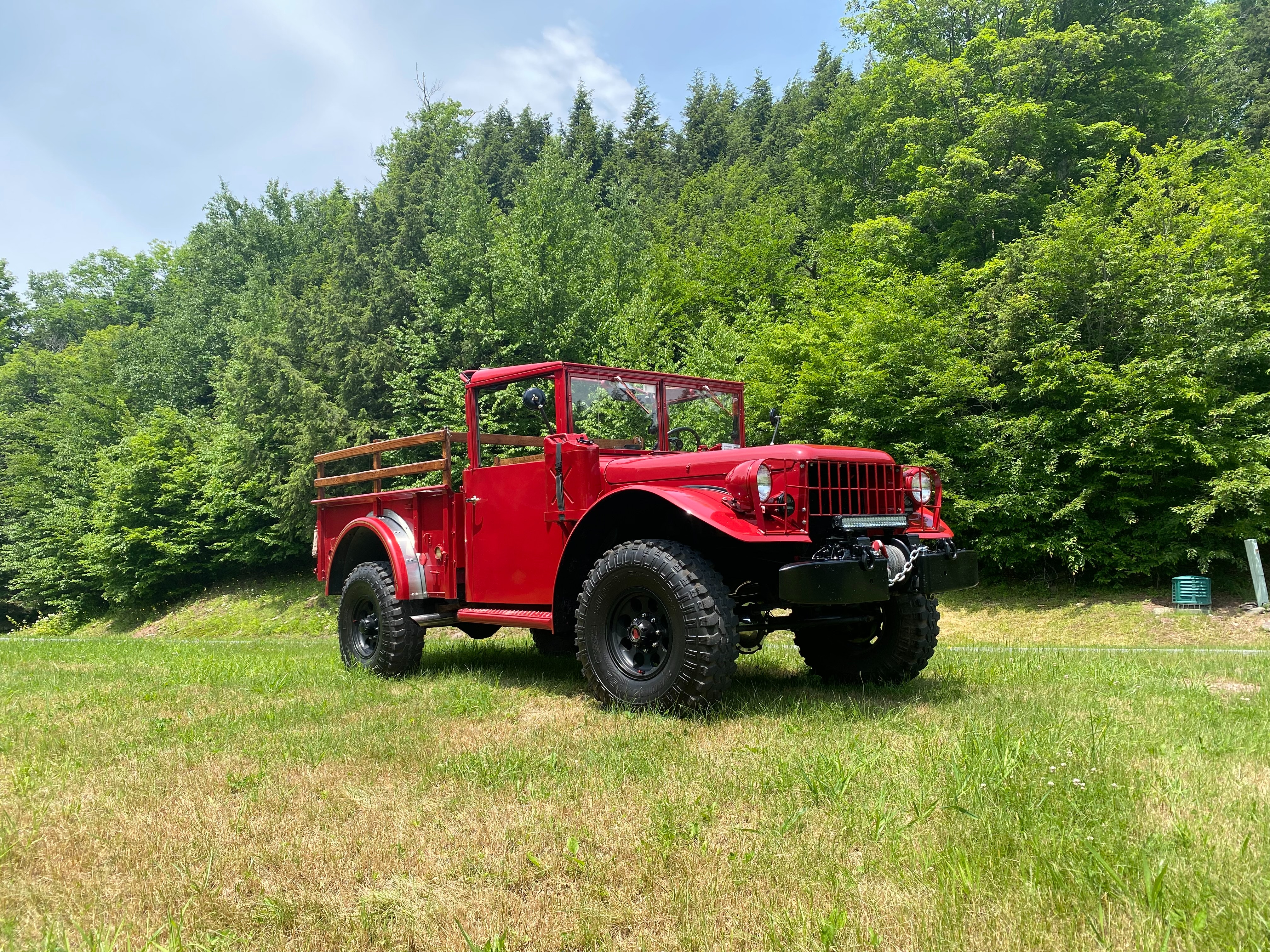 A photograph of a red truck.